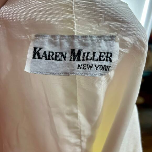 Vintage 90s Karen Miller Blazer White Embroidered Art Deco Jeweled Jacket Sz 16 - Picture 6 of 7
